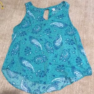 Blue Paisley Tank Top Blouse